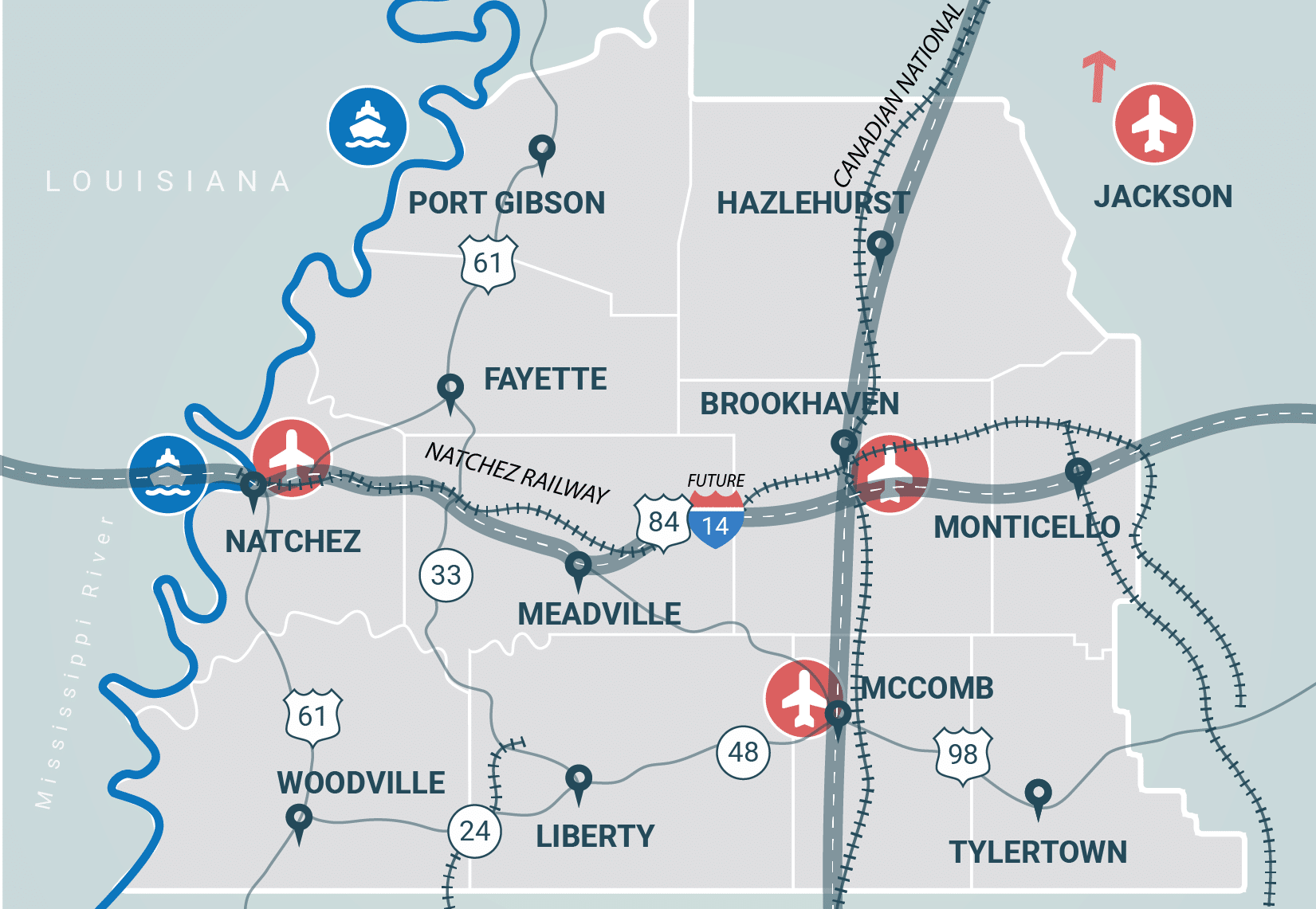 Southwest Mississippi Local Map