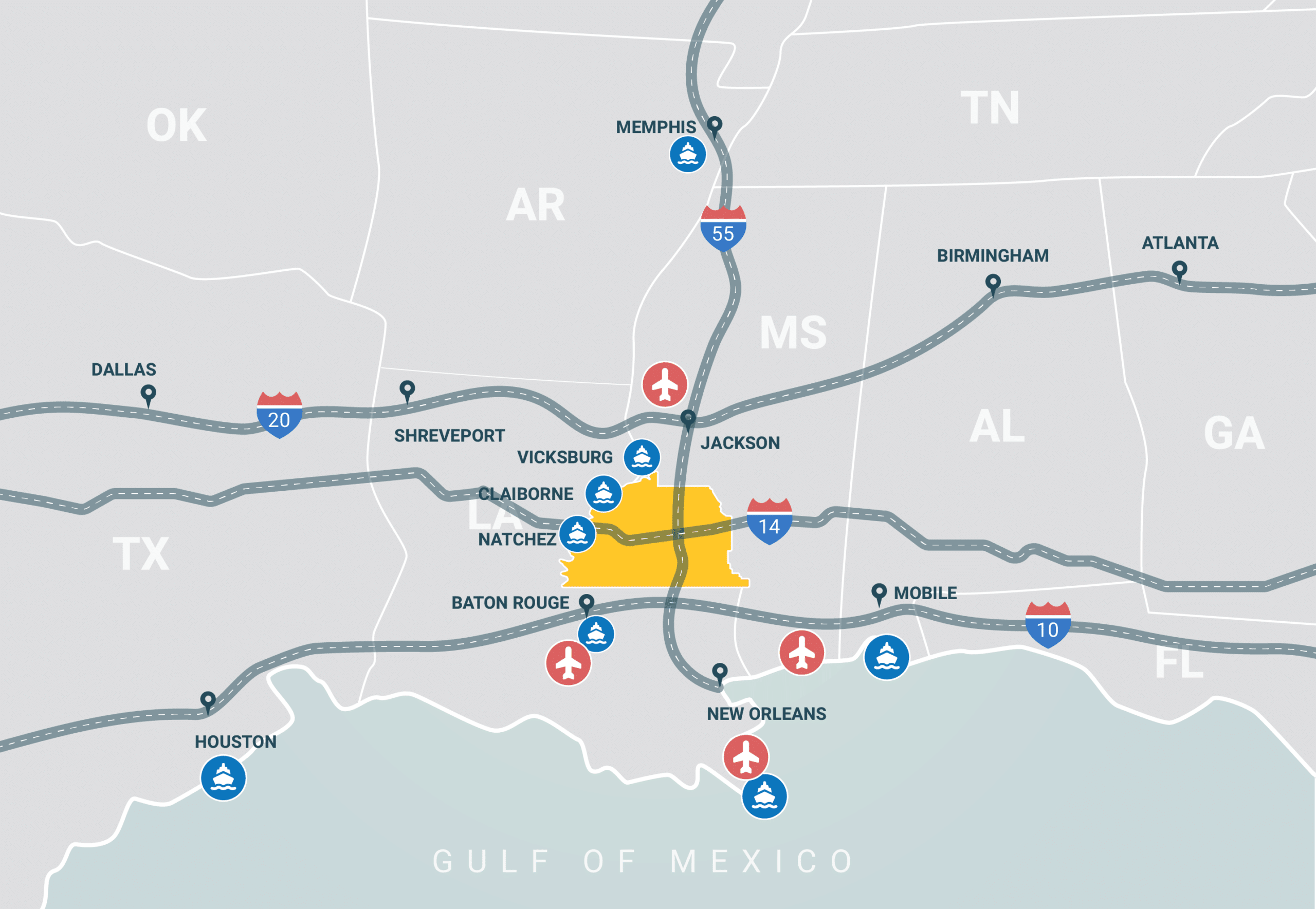 Southwest Mississippi Regional Map